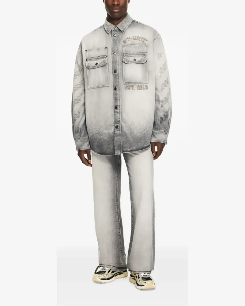 OFF-WHITE Slim-Fit-Jeans mit diagonaler Stickerei - Grau Grau