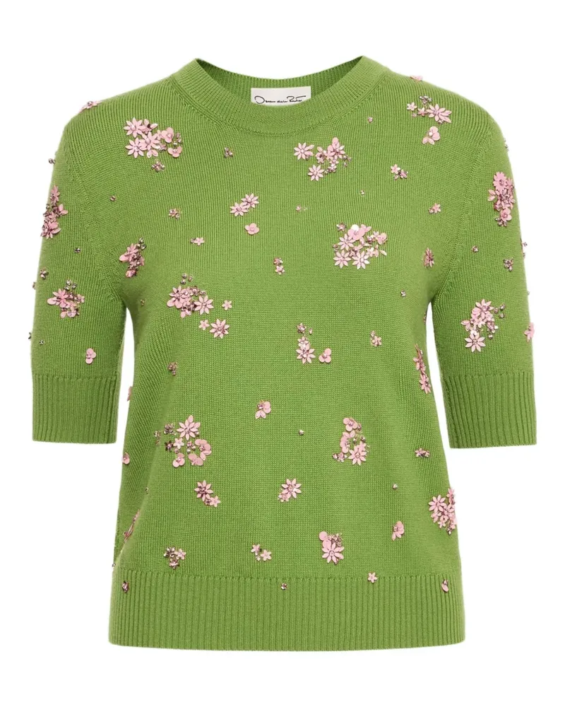 Oscar de la Renta Pullover mit Kristallen - Grün Grün