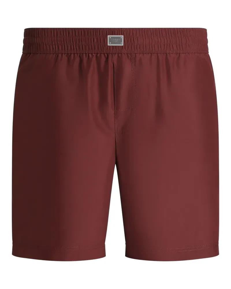 Dolce & Gabbana Badeshorts mit Logo-Schild - Rot Rot