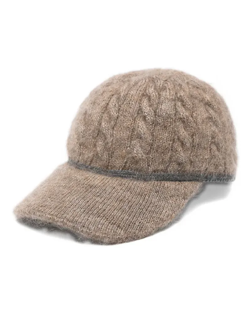 Brunello Cucinelli cable-knit baseball cap - Nude Nude
