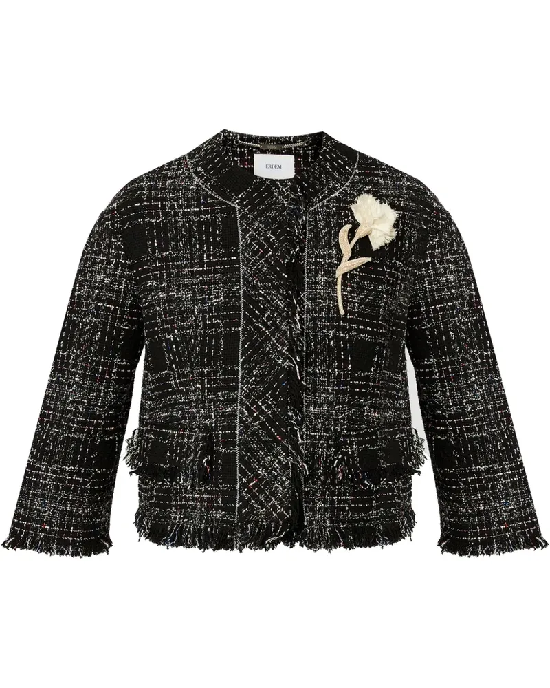 Erdem Cropped-Jacke mit Rundhalsausschnitt - Schwarz Schwarz