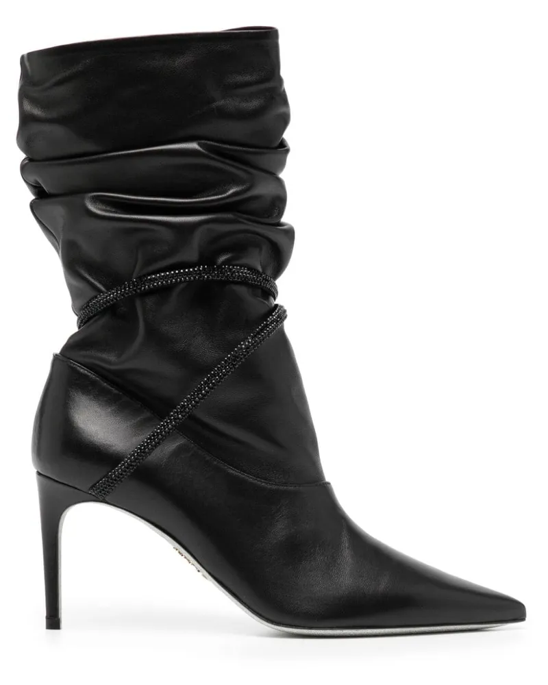 René Caovilla Stiefel aus Leder 80mm - Schwarz Schwarz
