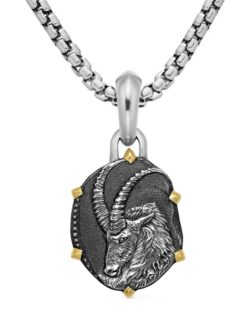David Yurman 18kt Capricorn Gelbgold- und Sterlingsilberamulett (33mm Silber