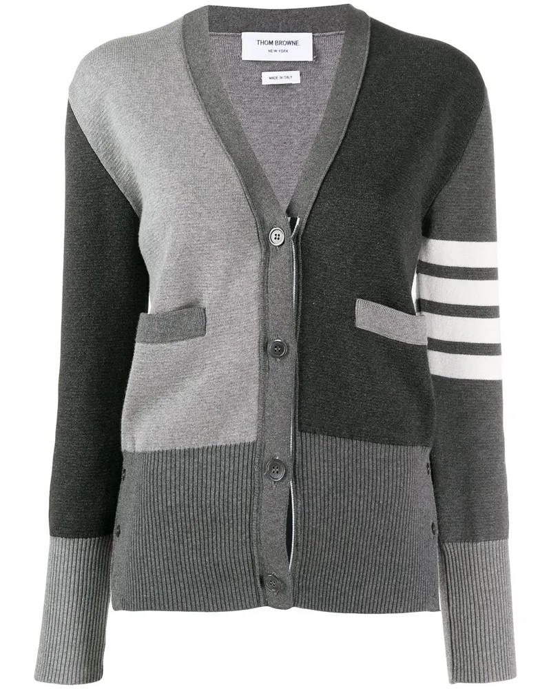 Thom Browne Cardigan mit Logo-Streifen - Grau Grau