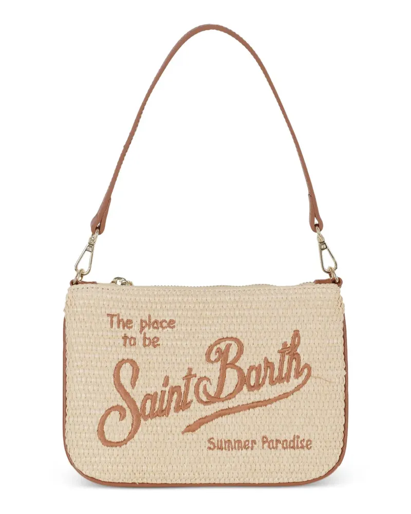 MC2 Saint Barth mini Parisienne logo-embroidered clutch bag - Nude Nude