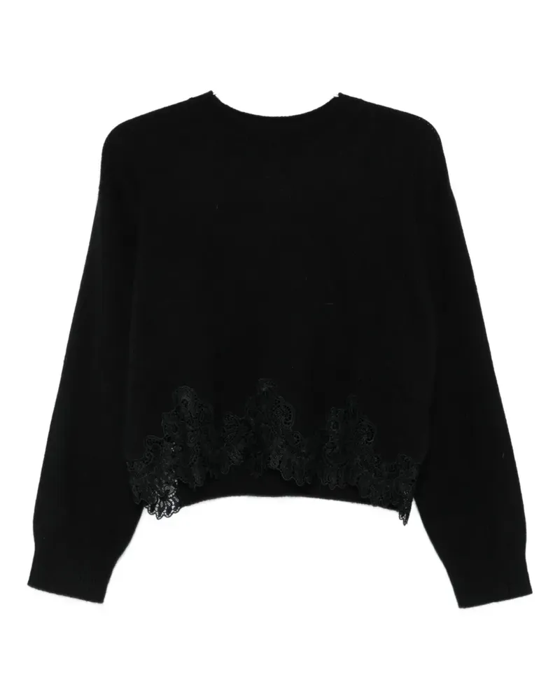 Twin-Set Pullover mit Spitzendetail - Schwarz Schwarz