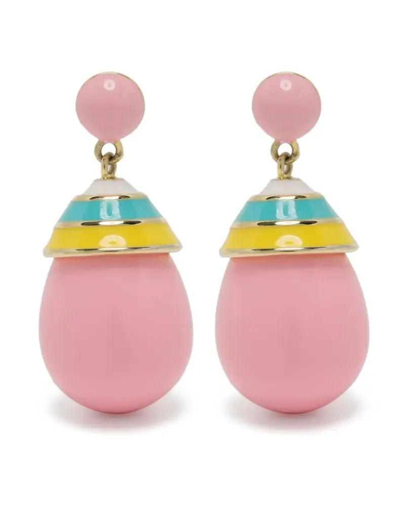 Eshvi Mini Hängeohrringe mit Streifen - Rosa Rosa