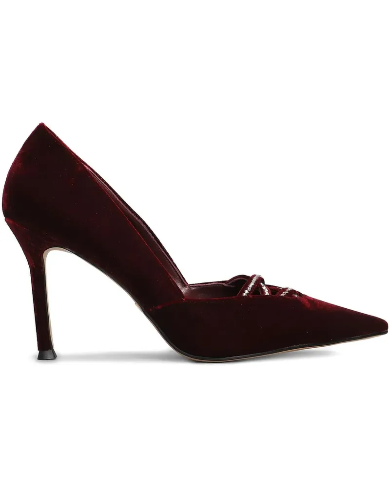 Lola Cruz Spitze Daurel Pumps mit Kristallen 95mm - Rot Rot