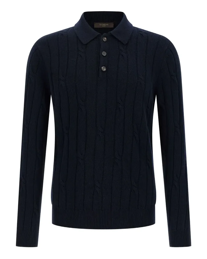 Zanone Geknöpftes Poloshirt mit Zopfmuster - Blau Blau