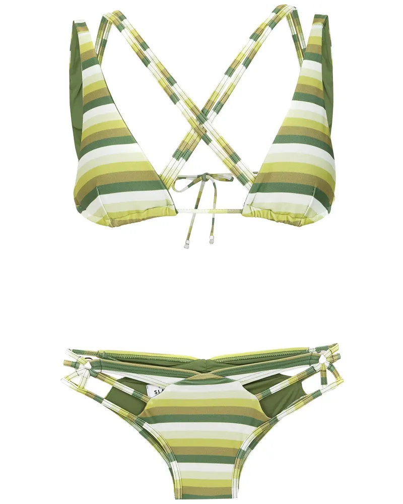 Amir Slama Gestreifter Bikini - Grün Grün