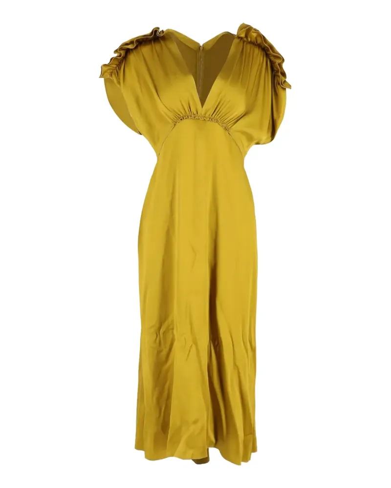 Victoria Beckham ruffle-detail midi dress - Gelb Gelb