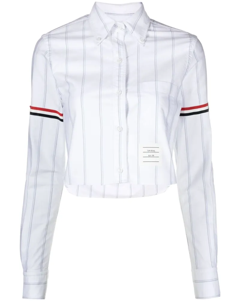 Thom Browne Gestreiftes Cropped-Hemd - Weiß Weiß
