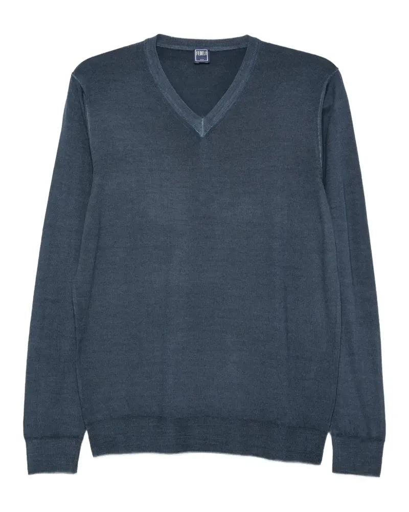 Fedeli Pullover mit V-Ausschnitt - Blau Blau