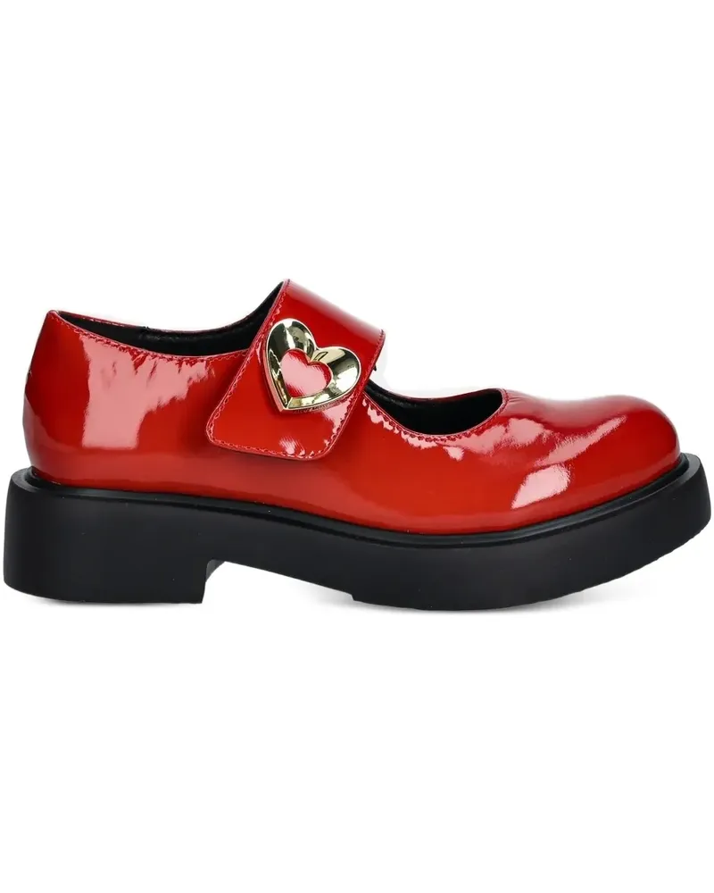Moschino Ballerinas aus Lackleder mit Herzschnalle - Rot Rot