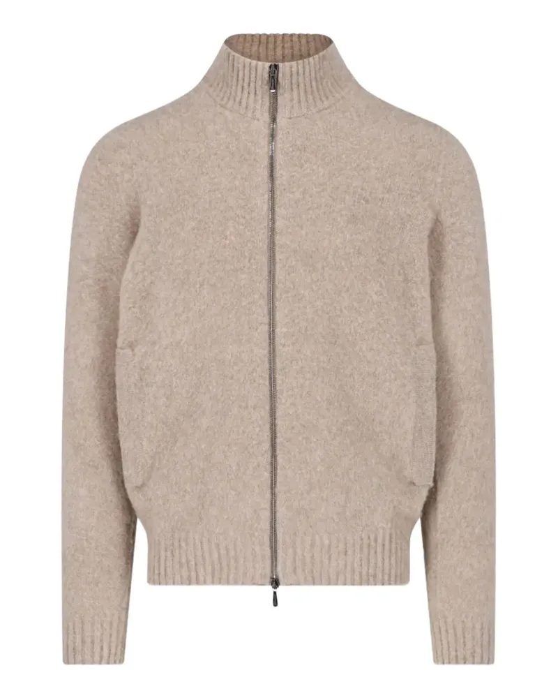Drumohr  Gerippter Cardigan mit Reißverschluss - Nude Nude