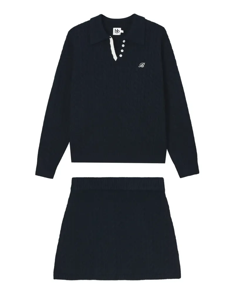 b+ab Rock-Set mit Zopfmuster - Blau Blau