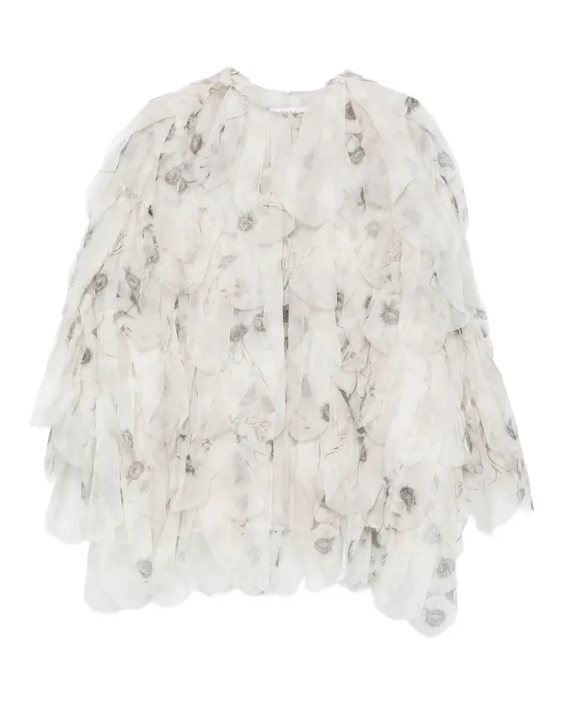 Max Mara Chiffon floral ruffled jacket - Weiß Weiß