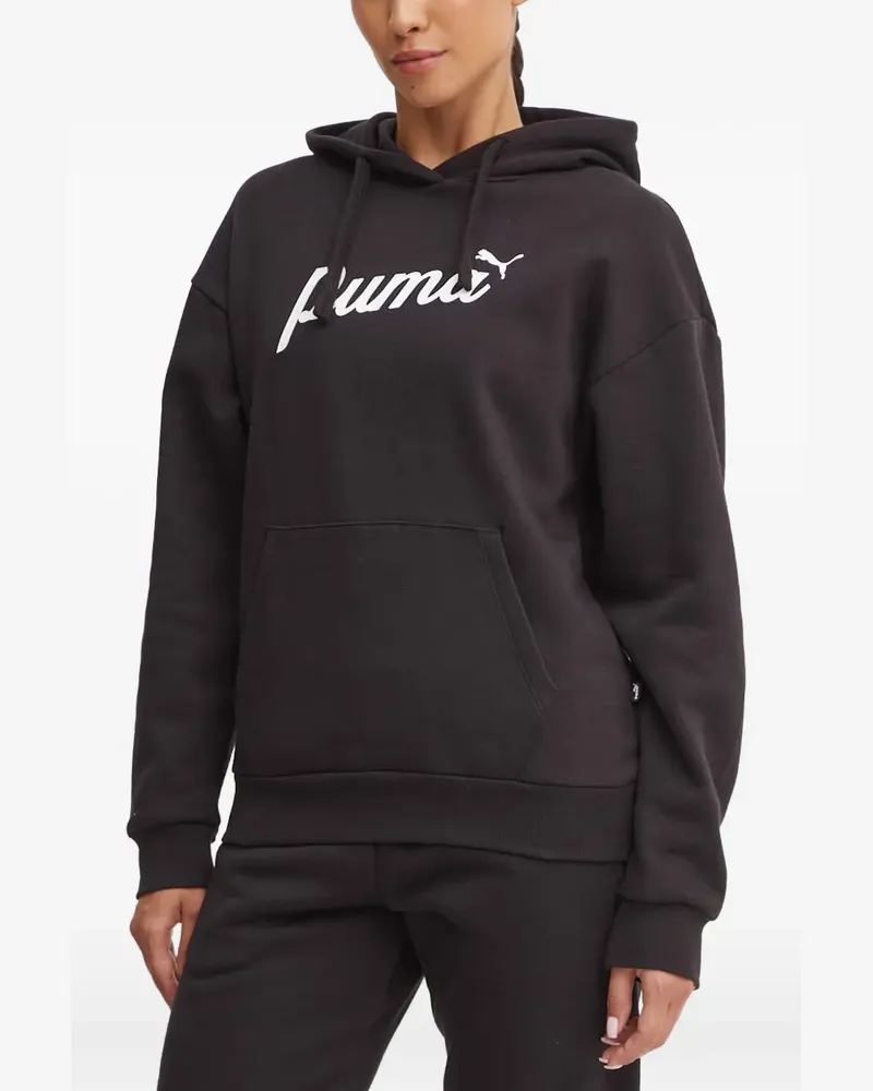 Puma logo-print hoodie - Schwarz Schwarz