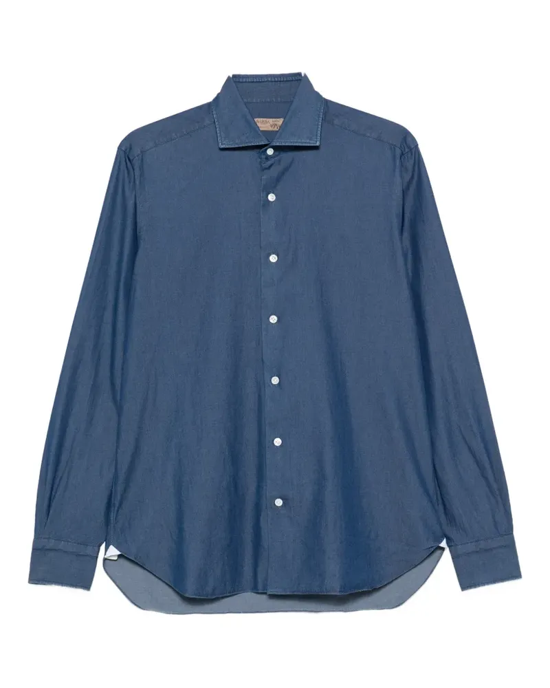 BARBA cutaway-collar long-sleeve shirt - Blau Blau