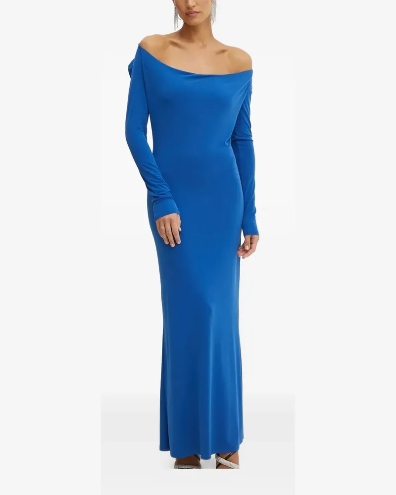 Patrizia Pepe Maxikleid mit Schalkragen - Blau Blau