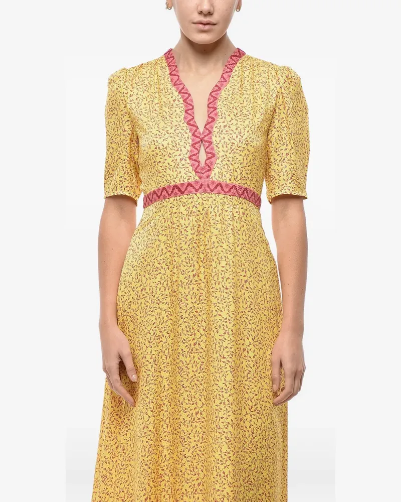 Saloni Tabitha botanical-print dress - Gelb Gelb