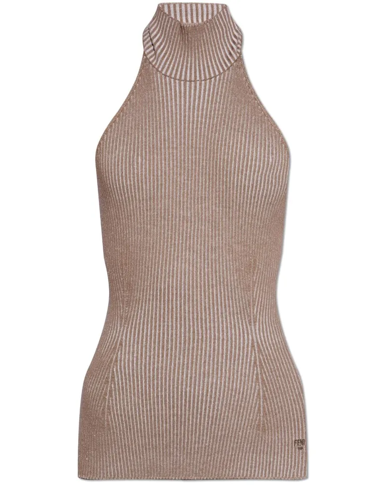 Fendi Geripptes Neckholder-Top - Braun Braun