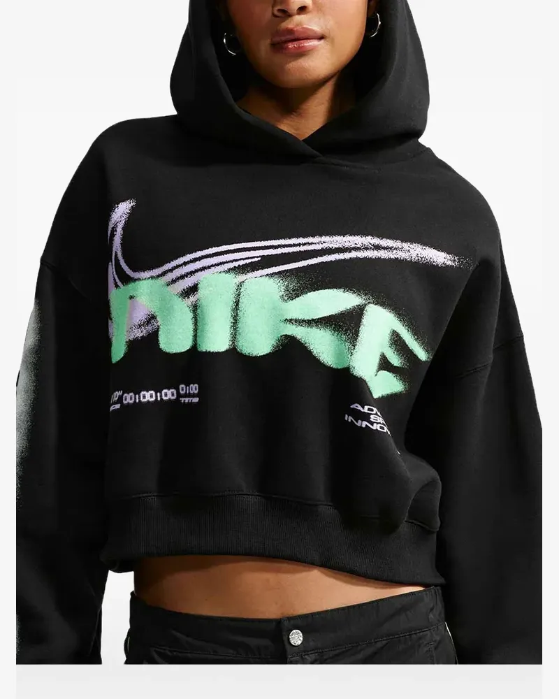 Nike Studio Fleece Cropped-Hoodie - Schwarz Schwarz