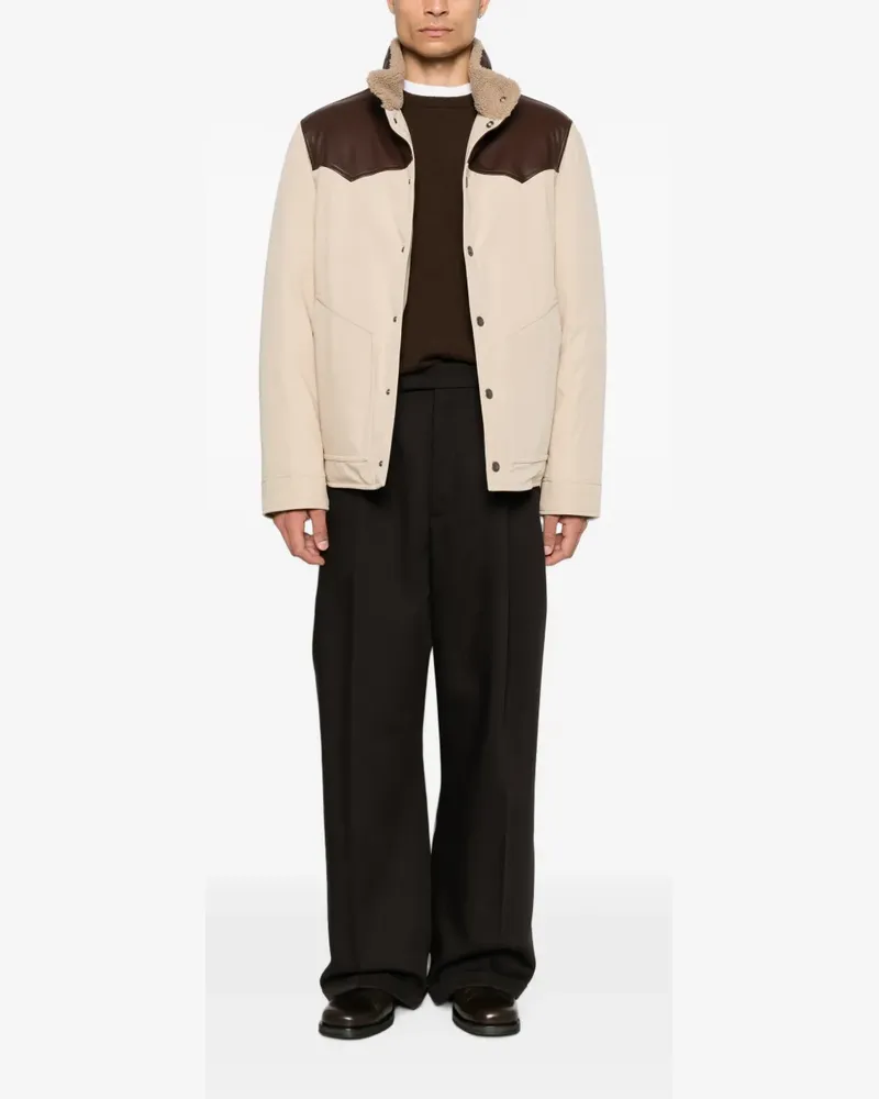Brunello Cucinelli Lederjacke mit Besatz aus Shearling - Nude Nude