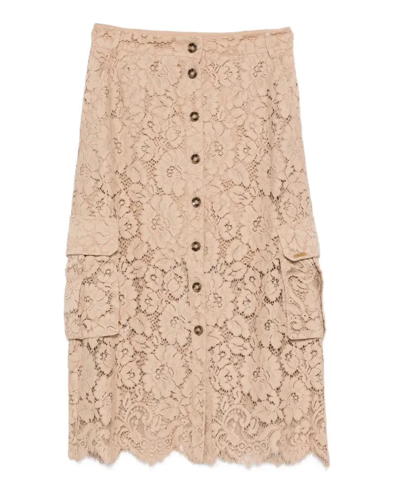 Twin-Set lace-detail pocket midi skirt - Nude Nude