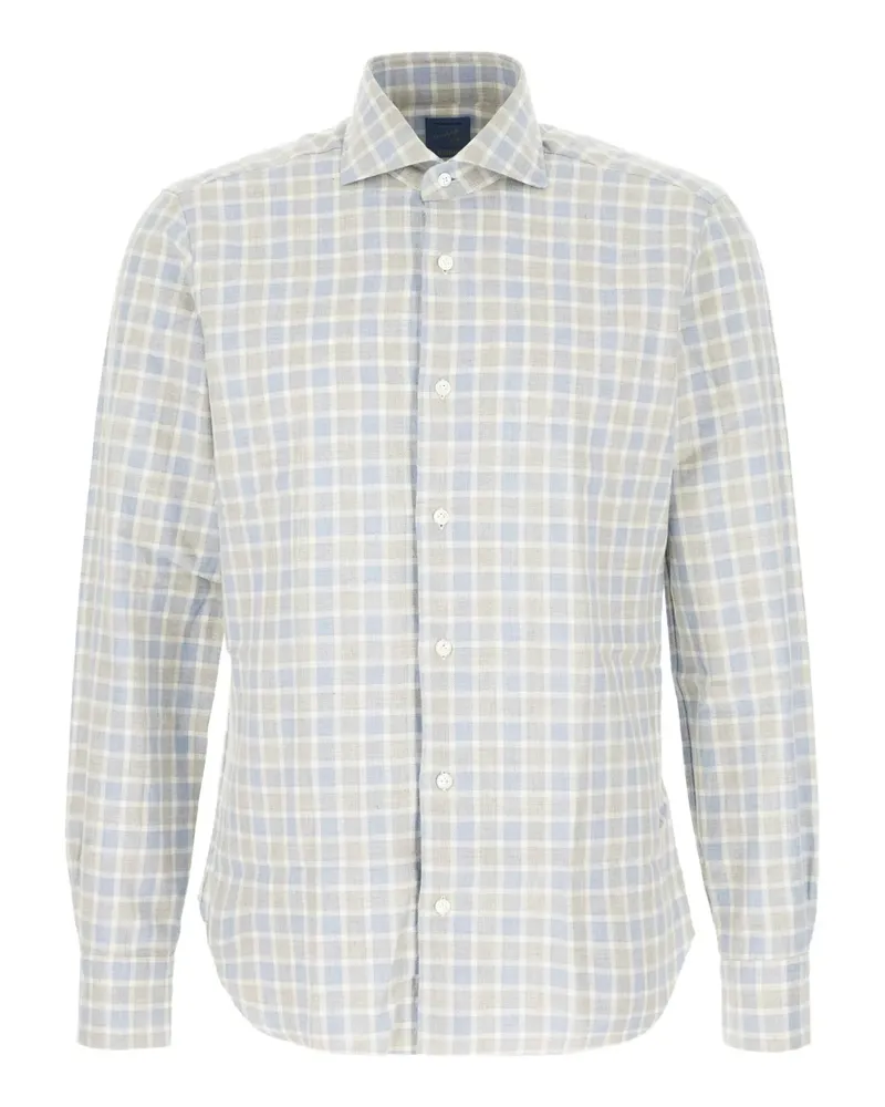 BARBA Kariertes Button-down-Hemd - Nude Nude