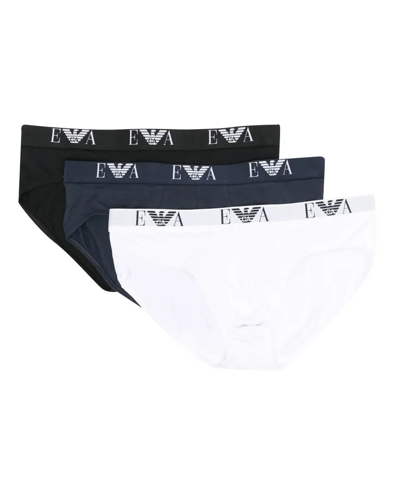 Emporio Armani Set aus drei Slips mit Logo - Weiß Weiß