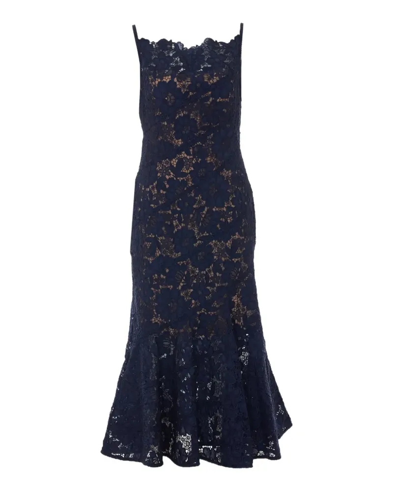 Self-Portrait Midikleid aus Spitze in Navy - Blau Blau