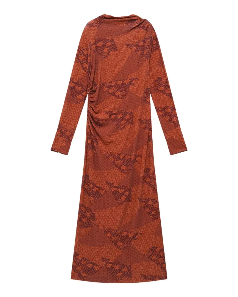 Maliparmi mosaic-motif draped midi dress - Rot Rot