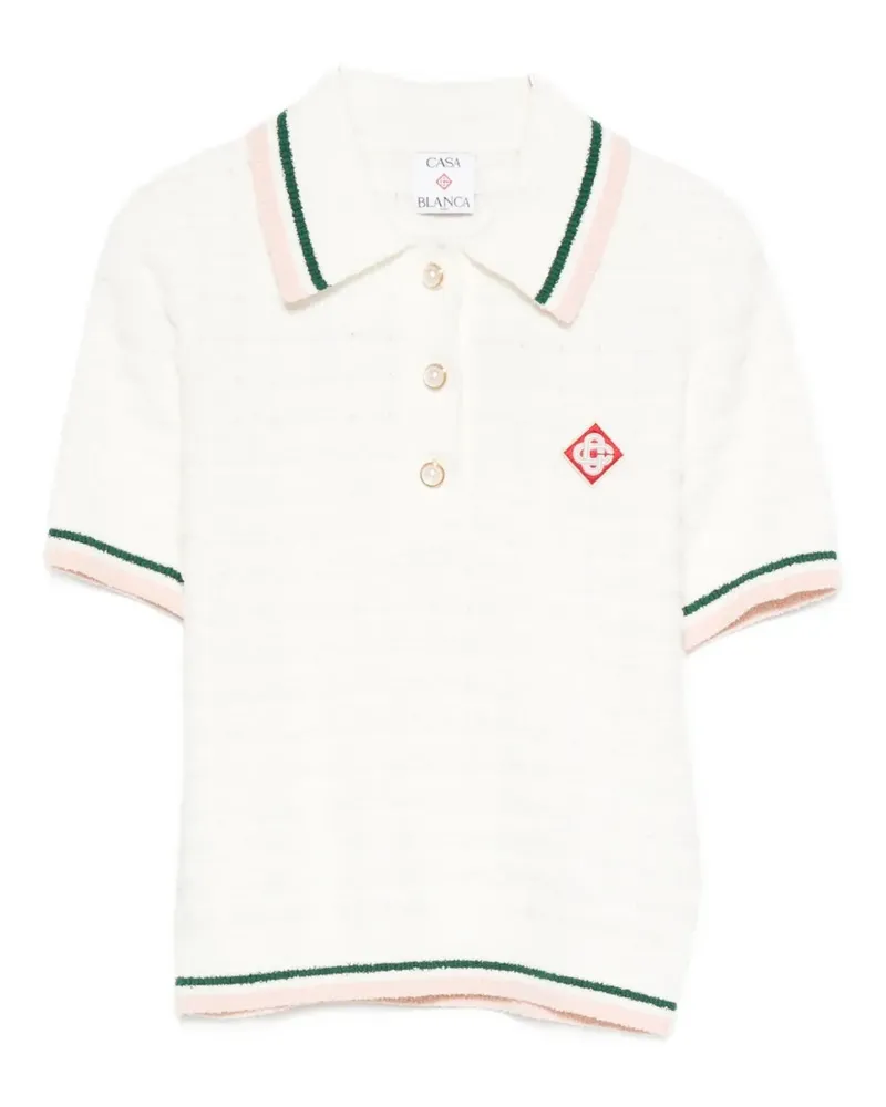 Casablanca Paris Strukturiertes Strick-Poloshirtkleid - Weiß Weiß