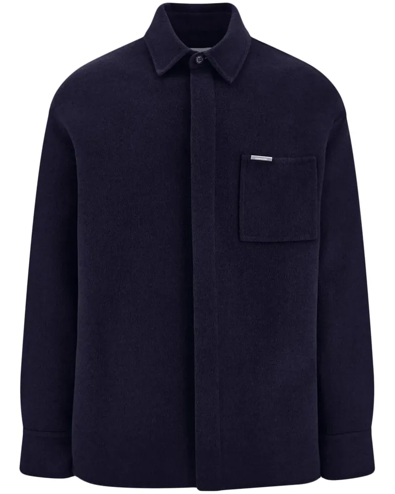Ferragamo Hemdjacke mit Logo-Schild - Blau Blau
