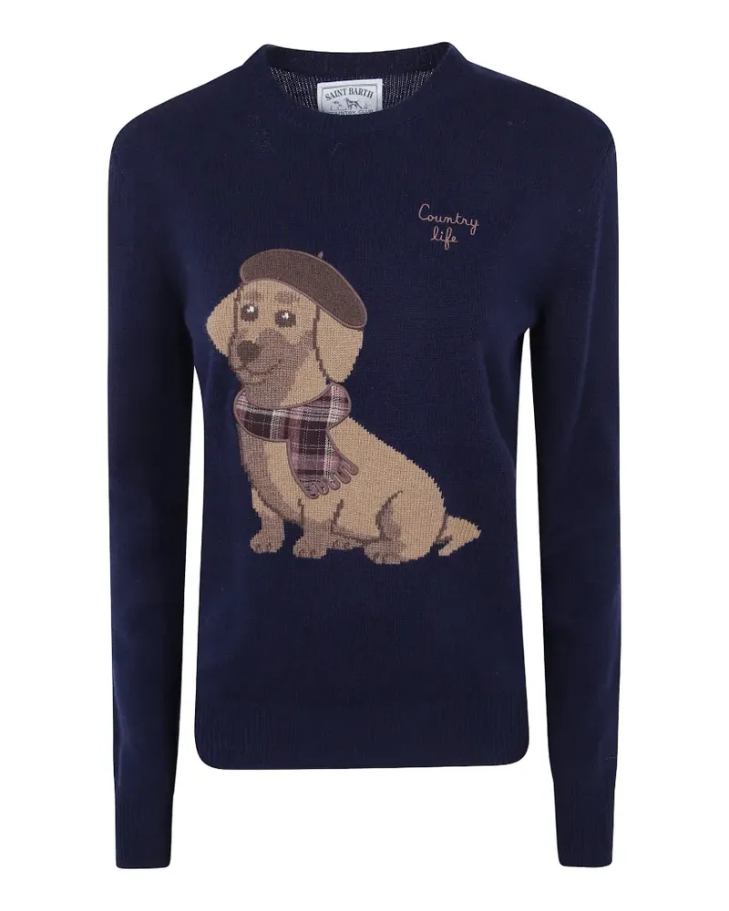 MC2 Saint Barth dog-patch wool sweater - Blau Blau