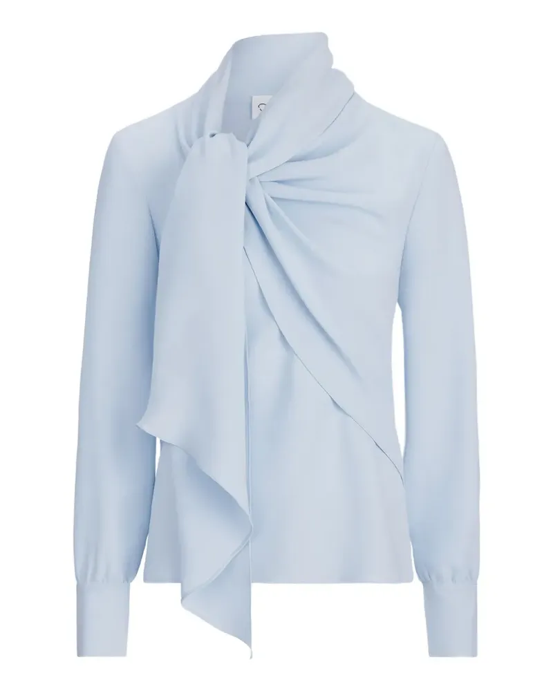 Oscar de la Renta Georgette-Bluse mit Schleifenverschluss - Blau Blau