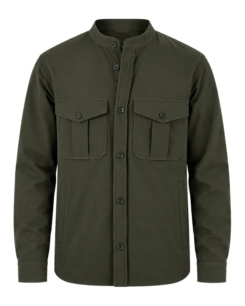 Emporio Armani Hemdjacke mit Stehkragen und Taschendetail - Grün Grün