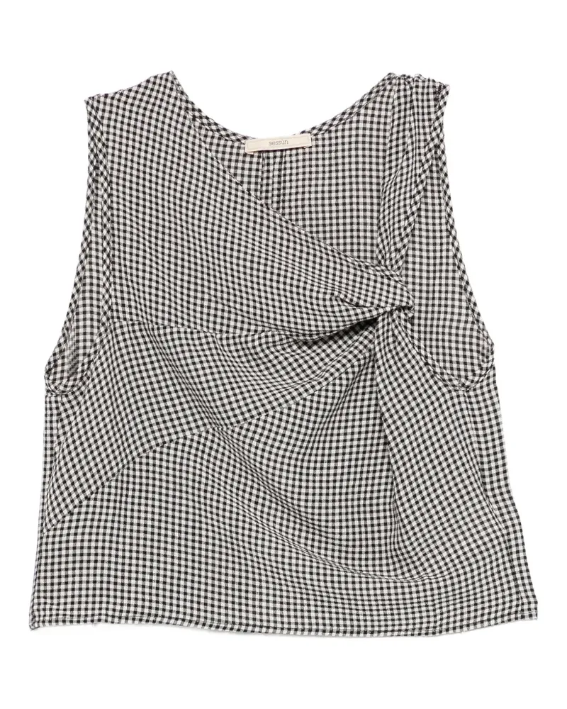 Sessùn Luma gingham top - Schwarz Schwarz