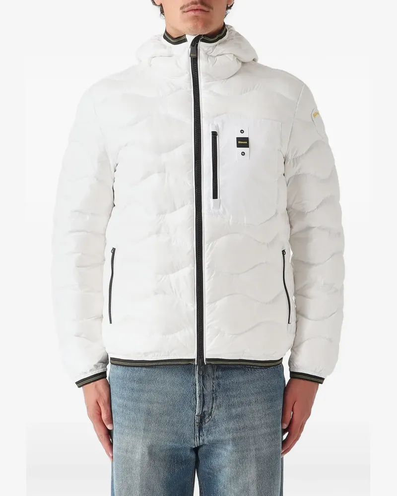 Blauer quilted hooded jacket - Weiß Weiß
