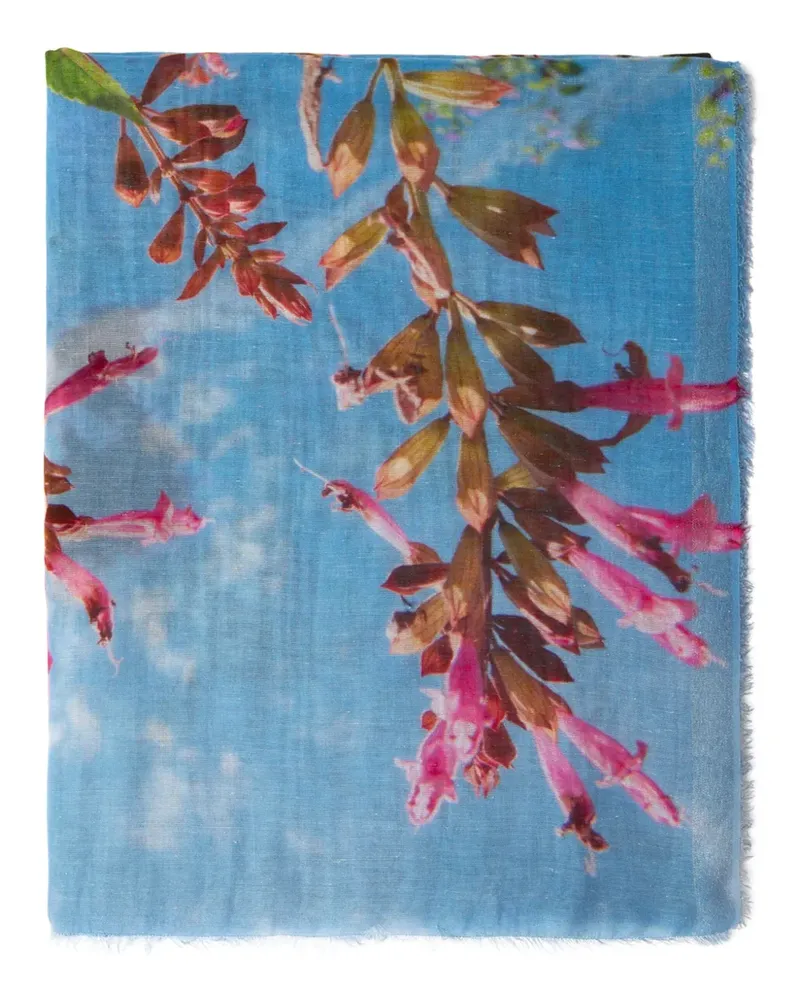 Faliero Sarti Schal mit Blumen-Print - Blau Blau
