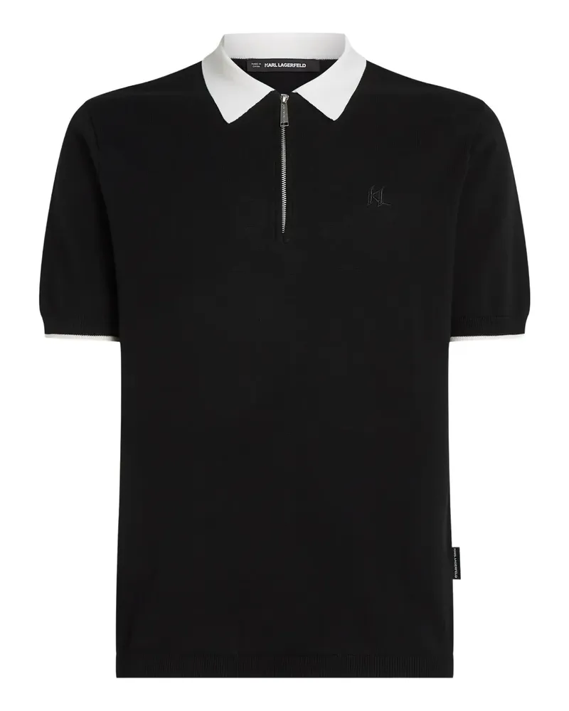 Karl Lagerfeld Poloshirt mit Kontrastkragen - Schwarz Schwarz