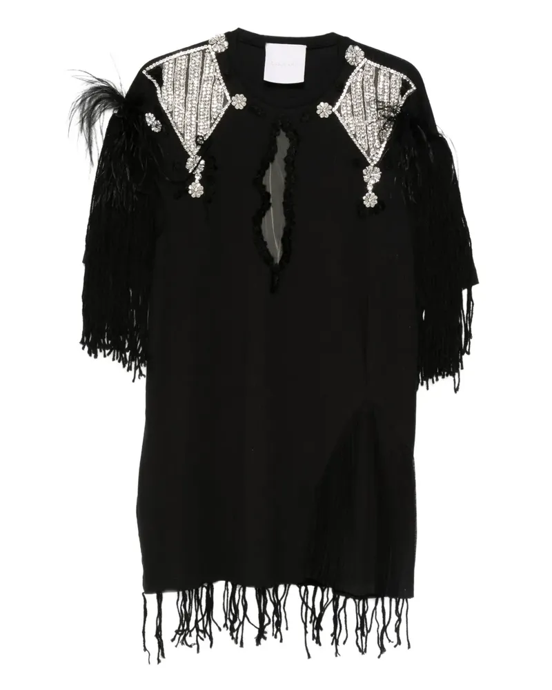LOULOU feather-embellished mini dress - Schwarz Schwarz
