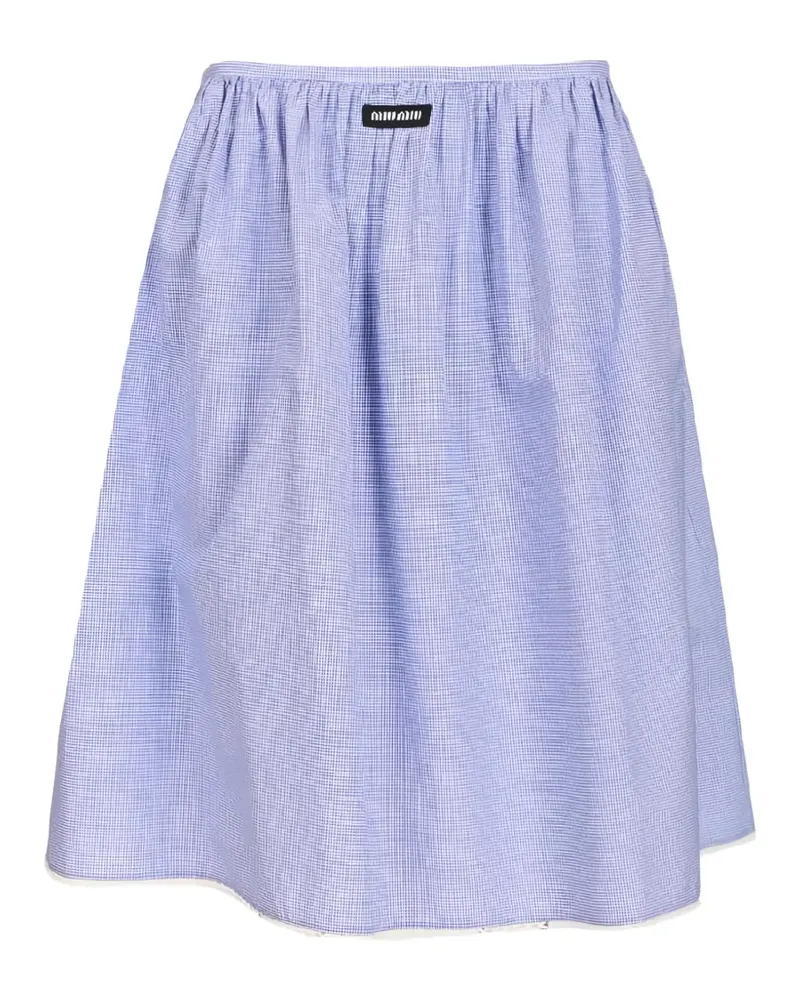 Miu Miu Geraffter Midirock mit Vichy-Karo - Blau Blau