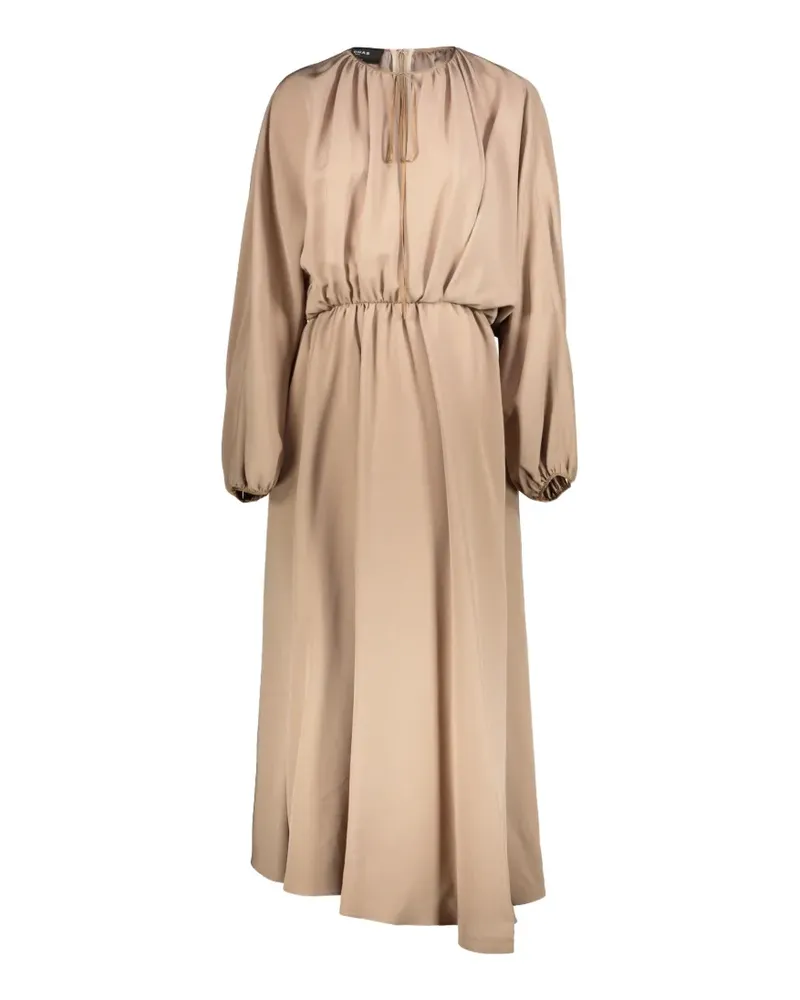 Rochas asymmetrical gathered-cuff midi dress - Nude Nude