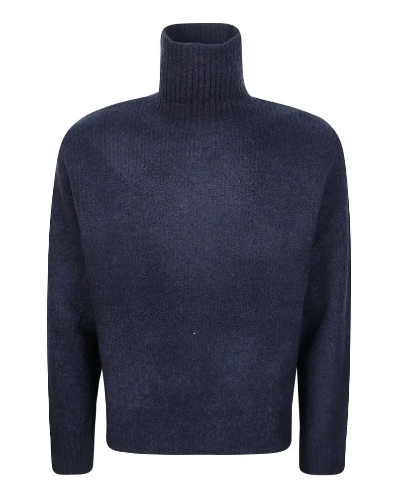 Paolo Pecora Milano Bouclé-Pullover mit Stehkragen - Blau Blau