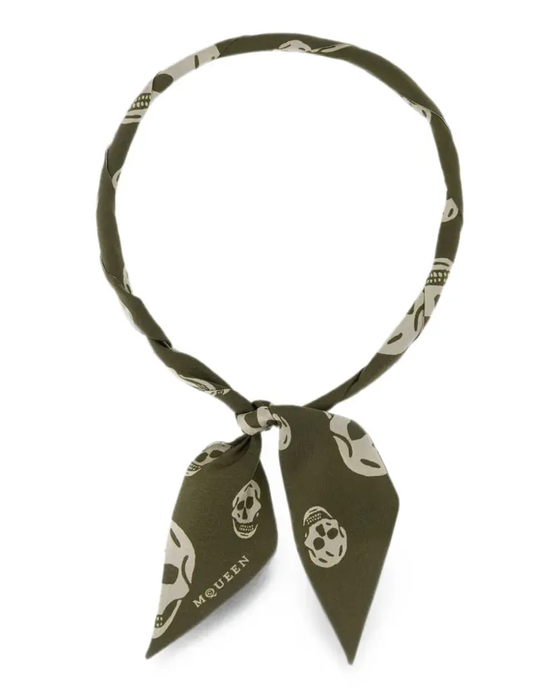 Alexander McQueen Seidenschal mit Totenkopf-Print - Grün Grün