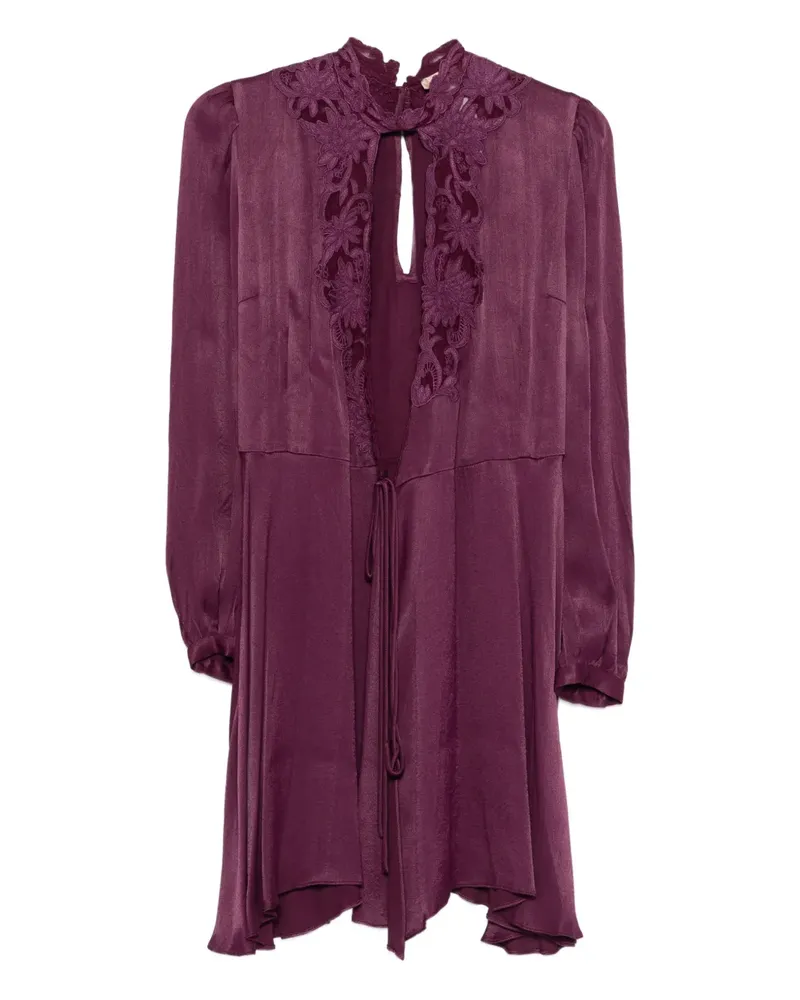 Twin-Set Abito Spitzenkleid mit Blumen - Violett Violett