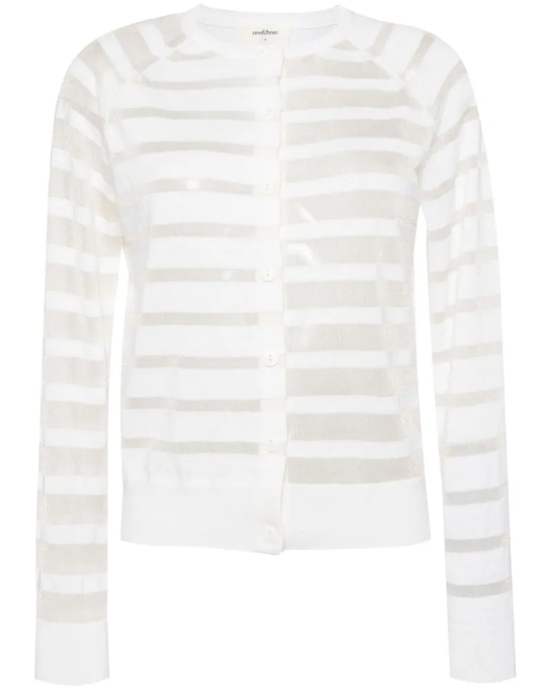 onefifteen Gestreifter Cardigan - Weiß Weiß