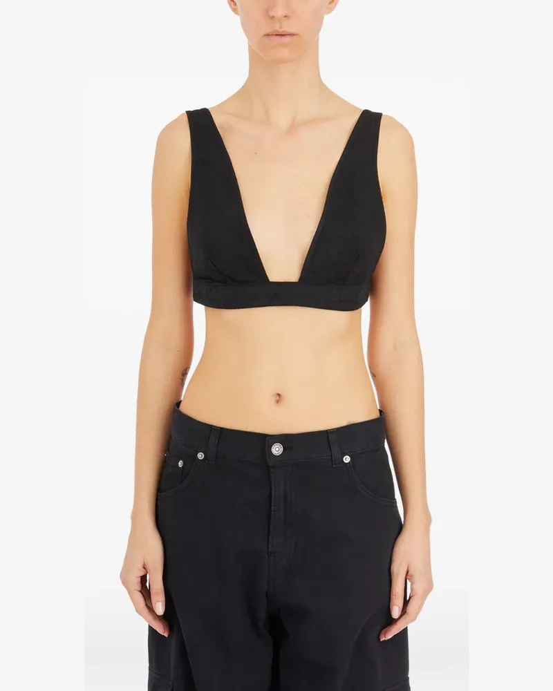 Haikure TessaV-neck crop top - Schwarz Schwarz